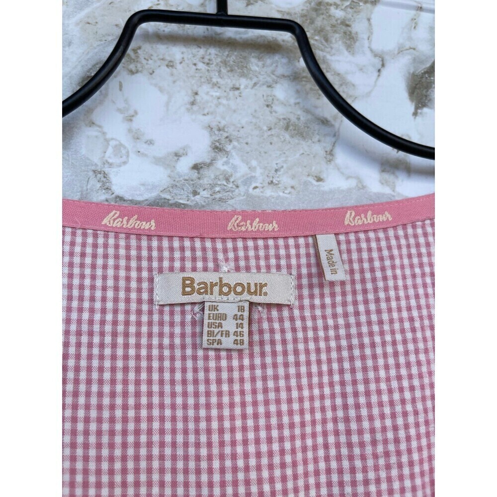Barbour Azalea Midi Dress Hibiscus Gingham Cotton Seersucker Coastal Preppy 14 - Picture 10 of 12